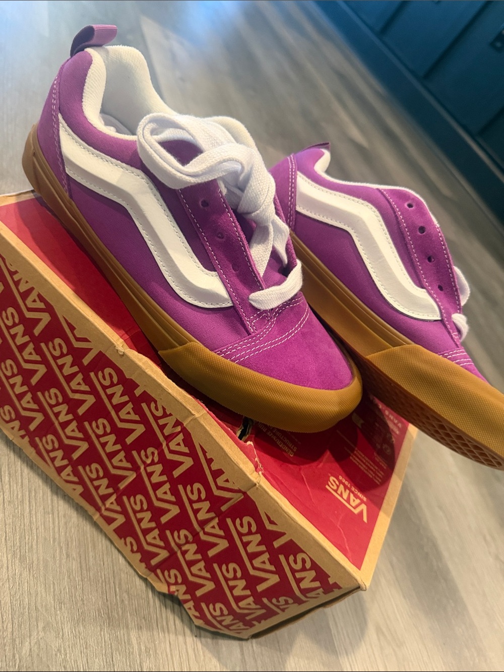 Vans Juniors Old Skool Purple with White Stripe and Gum Sole